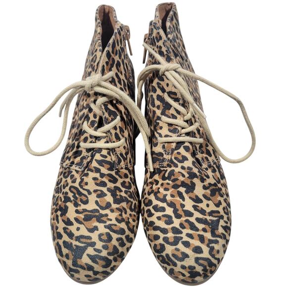 DV8 Dolce Vita Brady Wedge Leopard Microsuede Ankle Booties Zip & Lace 6 - Picture 2 of 14